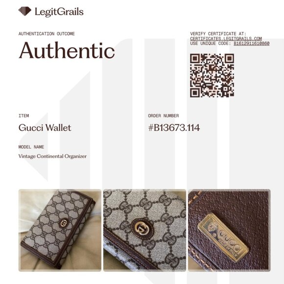 COA Authentic Gucci Vintage Long Wallet w/Kisslock Coin Trifold GG Logo - Picture 2 of 16